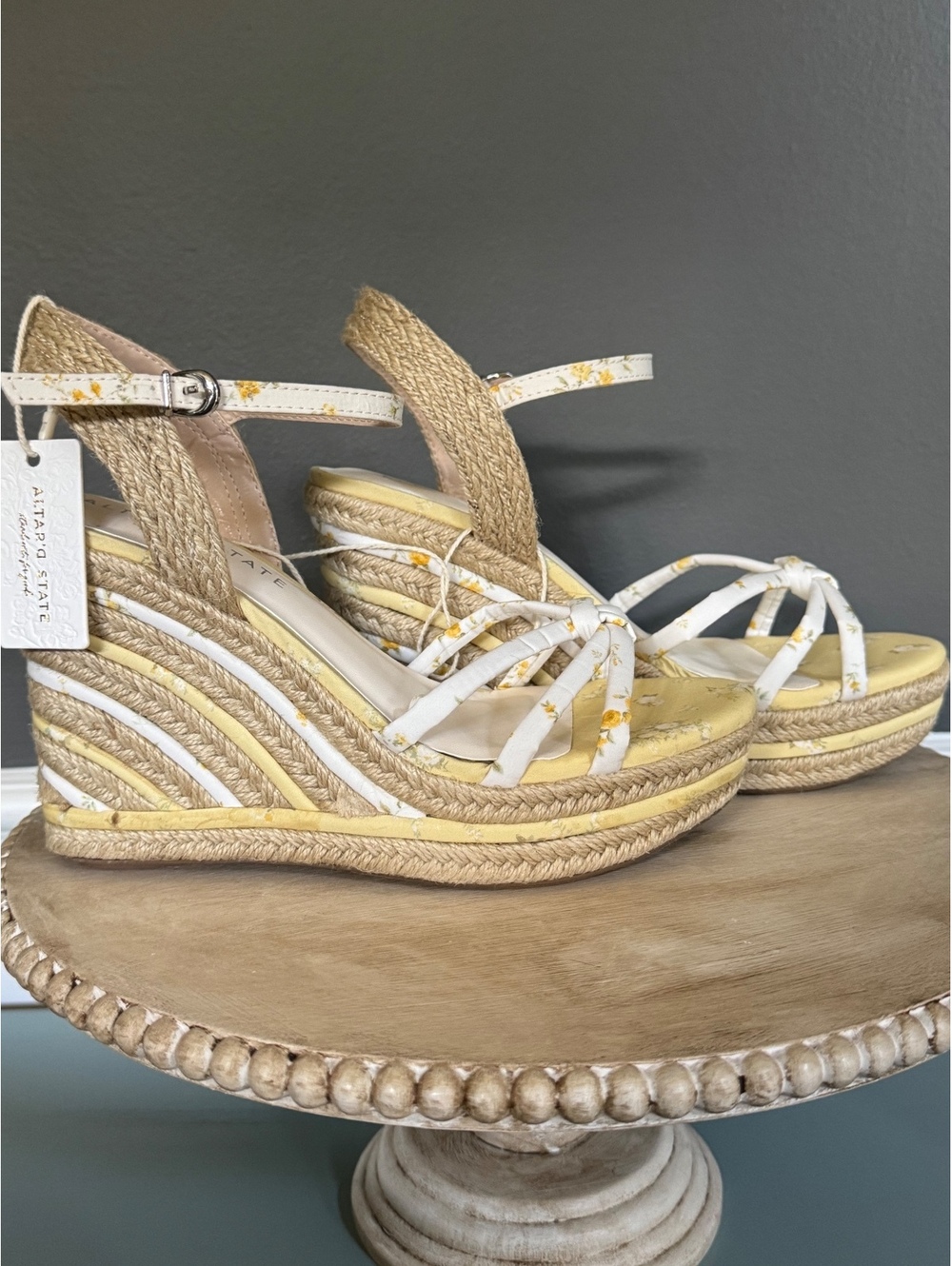 Altar'd State white and gold espadrille wedge sandals